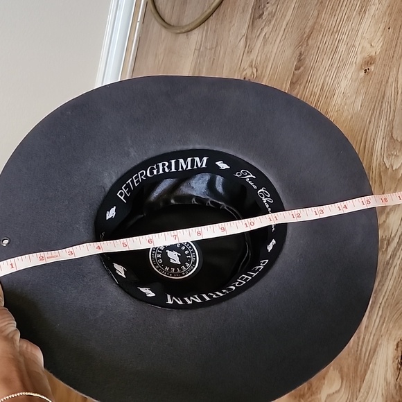 Peter Grimm Belina Hat Wide Stiff Brim Round Crown Silver Jewel Satin Lining - Picture 12 of 14